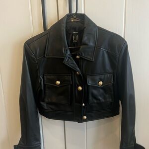 Cropped faux leather jacket